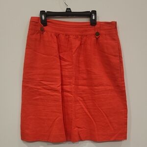 Tory Burch Vibrant Orange A-Line Linen Skirt, Size 8